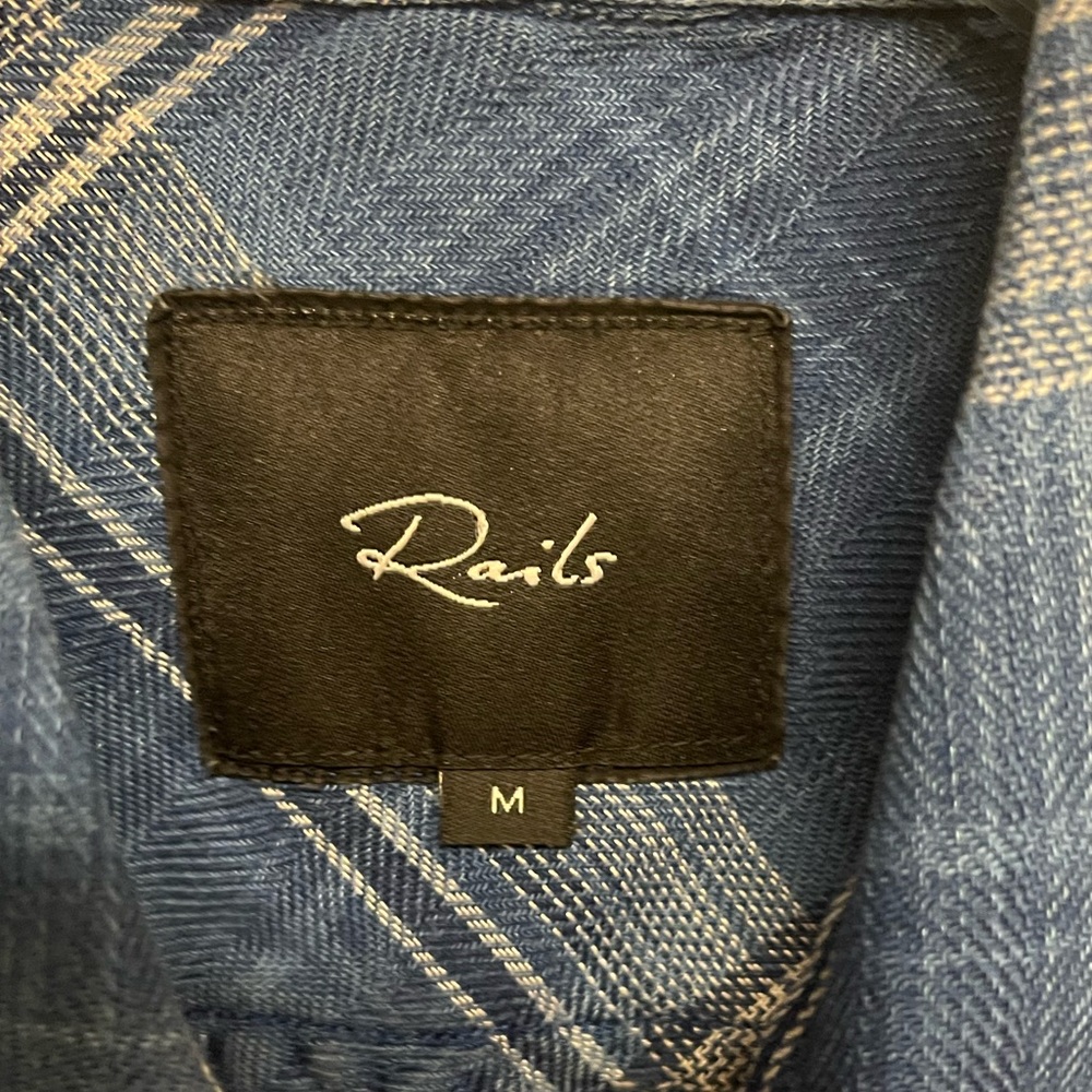 Rails Button-Up Shirt, Size Medium In Blue Plaid … - image 5